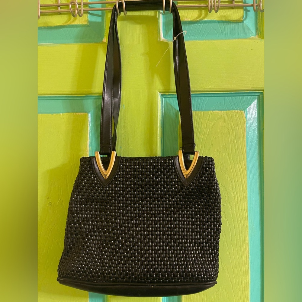 Elegant Black Woven Handbag